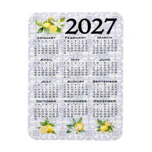 Imán Calendario 2027 Limones Italianos Azulejos Mediter