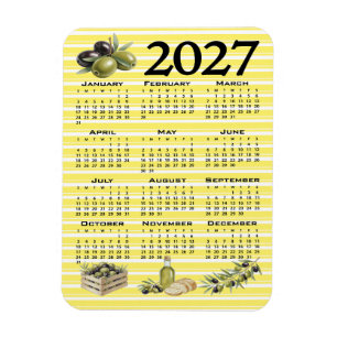 Imán Calendario 2027, Olivos Mediterráneos Rayas Amaril