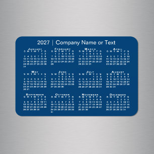 Imán Calendario 2027 Texto Personalizado Azul