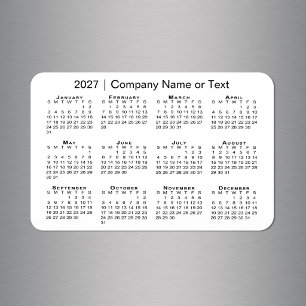 Imán Calendario 2027 Texto Personalizado Blanco
