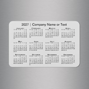 Imán Calendario 2027 Texto Personalizado Gris