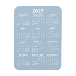 Imán Calendario Anual 2027 Básico Minimalista Mini Azul