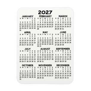 Imán Calendario - Básico Minimalista Negro y Blanco