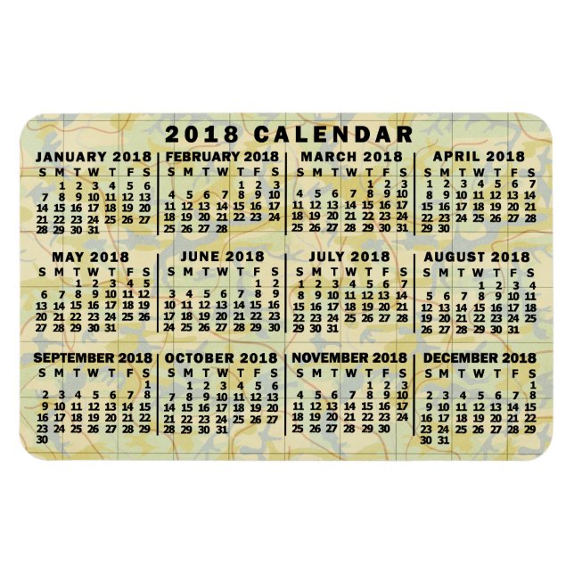 Imán Calendario de 2018 (consulte Descripción de la nue (Horizontal)