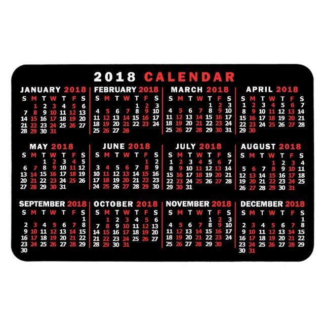 Imán Calendario de 2018 (consulte Descripción de la nue (Horizontal)