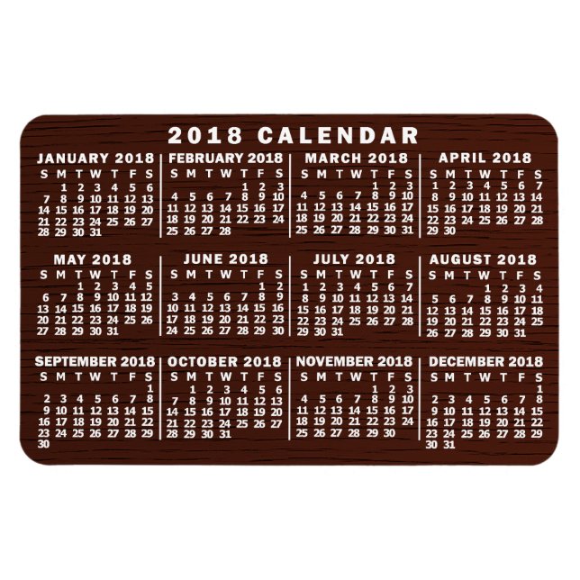 Imán Calendario de 2018 (consulte Descripción de la nue (Horizontal)