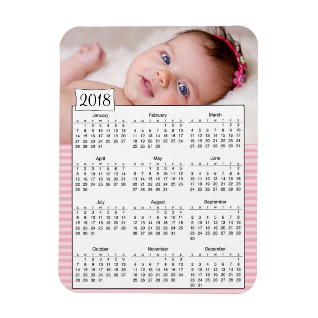 Imán Calendario de 2018: Magnetoscopio de fotos para be (Vertical)