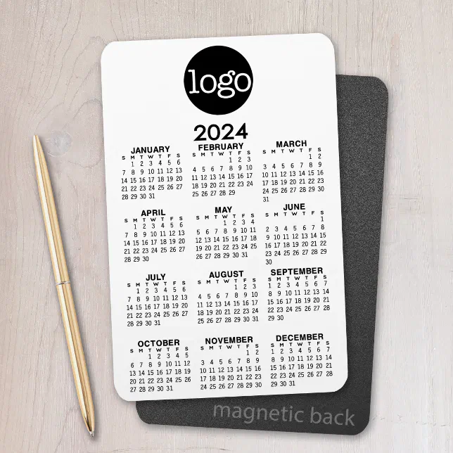 Imán Calendario de 2024 con logotipo Blanco negro básic