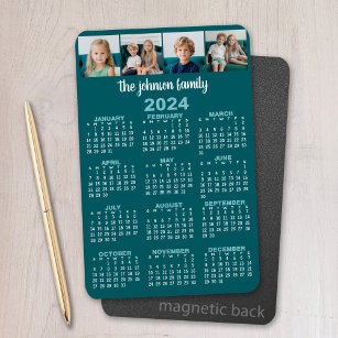 Imán Calendario de 2024 de vista de año completo con 4 