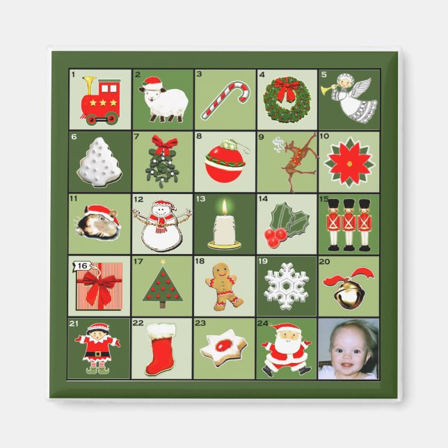 Imán Calendario de Adviento de Foto de Navidad (Frente)
