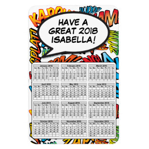 Imán Calendario de Burbuja de Diálogo de Arte Pop de Có