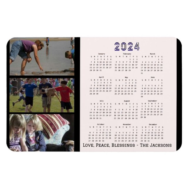 Imán Calendario de creación de fotografías familiares d (Horizontal)