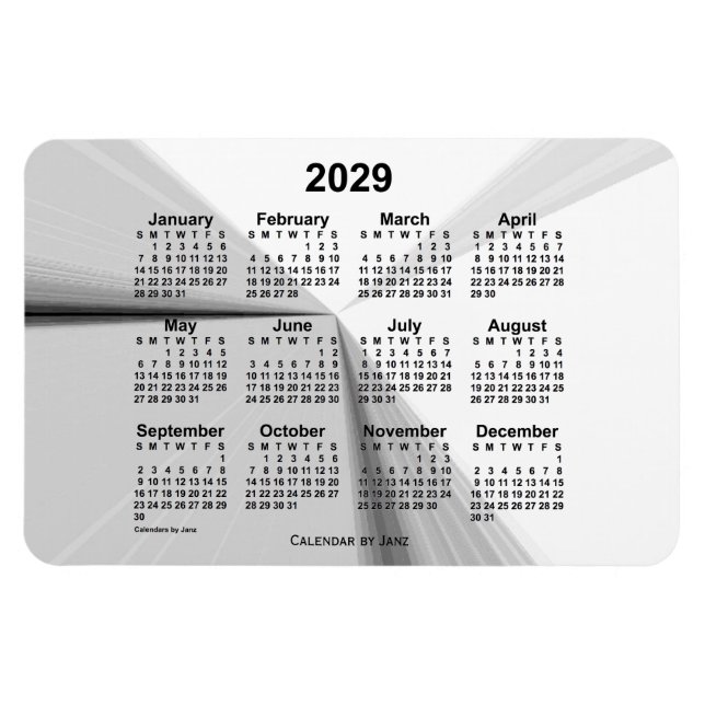 Imán Calendario de desvanecimiento del humo de 2029, de (Horizontal)