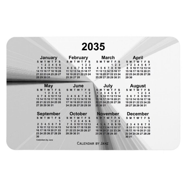 Imán Calendario de desvanecimiento del humo de 2035, de (Horizontal)