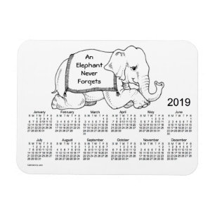 Imán Calendario de Elefantes Blancos 2019, de Janz 3x4