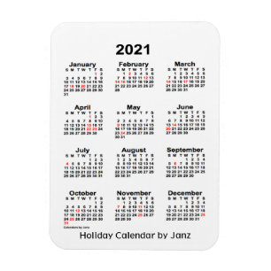 Imán Calendario de festividades blancas de 2021 por Jan