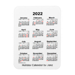 Imán Calendario de festividades blancas de 2022 por Jan