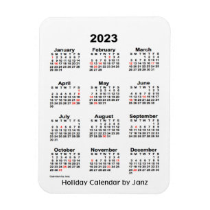 Imán Calendario de festividades blancas de 2023 por Jan