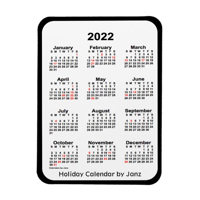 Imán Calendario de festividades negras de 2022 por Janz (Vertical)