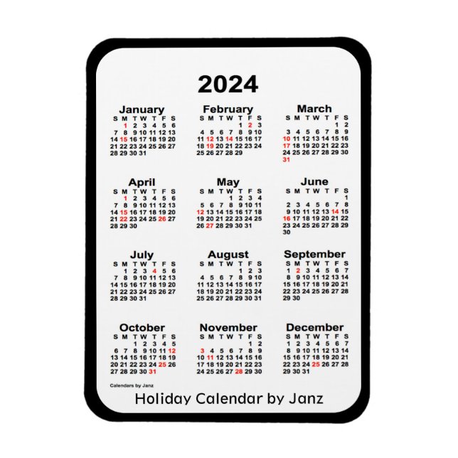 Imán Calendario de festividades negras de 2024 por Janz (Vertical)