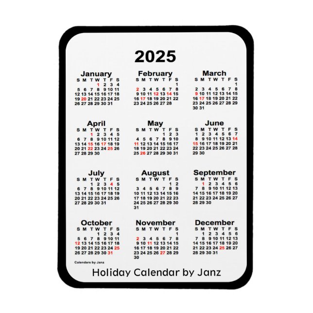 Imán Calendario de festividades negras de 2025 por Janz (Vertical)