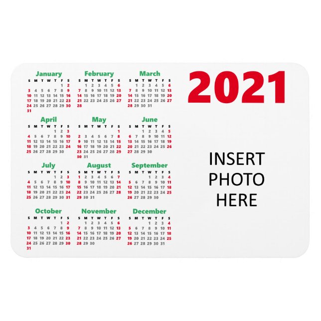 Imán Calendario de foto de personalizado 2021 | Navidad (Horizontal)