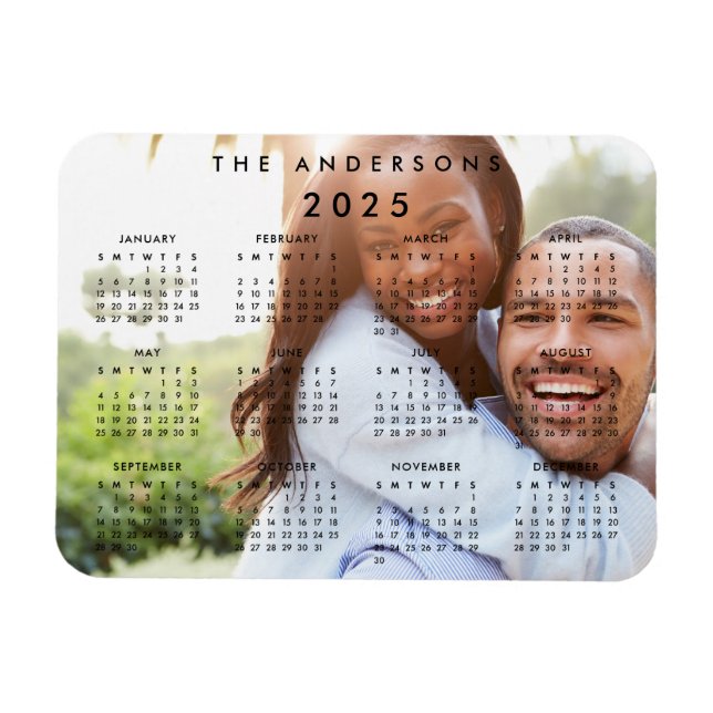 Imán Calendario de fotografía de familia personalizada  (Horizontal)