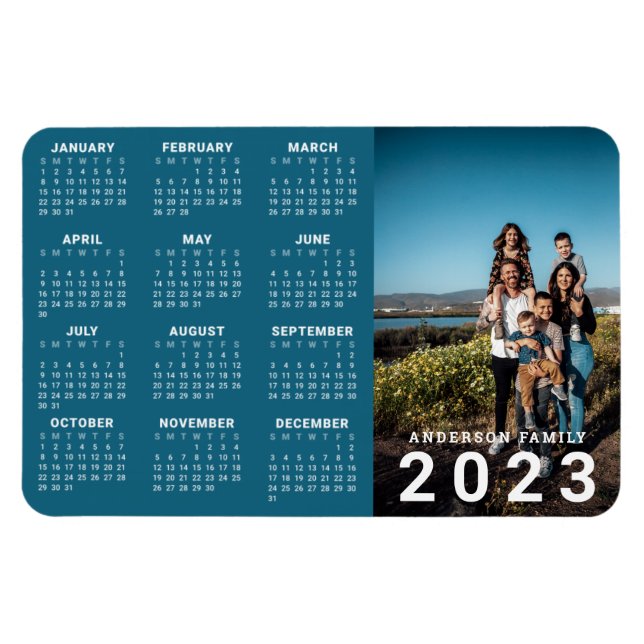 Imán Calendario de fotos familiares personalizadas 2023 (Horizontal)