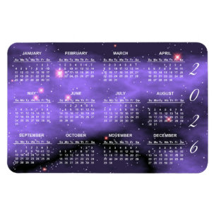 Imán Calendario de galaxias del espacio púrpura 2026