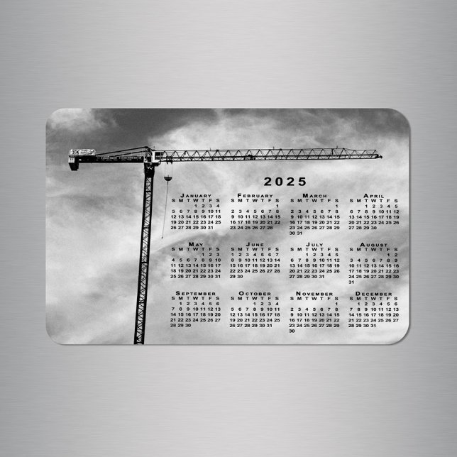 Imán Calendario de Guay Construction Crane Photo 2025 (Cool Construction Crane Photo 2025 Calendar Magnet in situ)