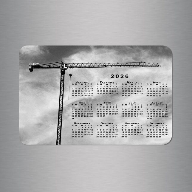 Imán Calendario de Guay Construction Crane Photo 2026 (Cool Construction Crane Photo 2026 Calendar Magnet in situ)