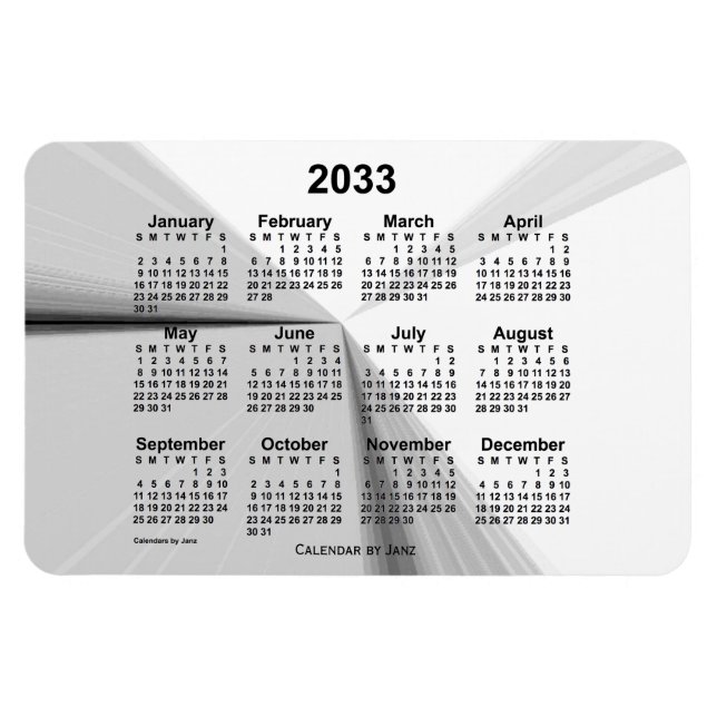 Imán Calendario de humos de desaparición de 2033, de Ja (Horizontal)