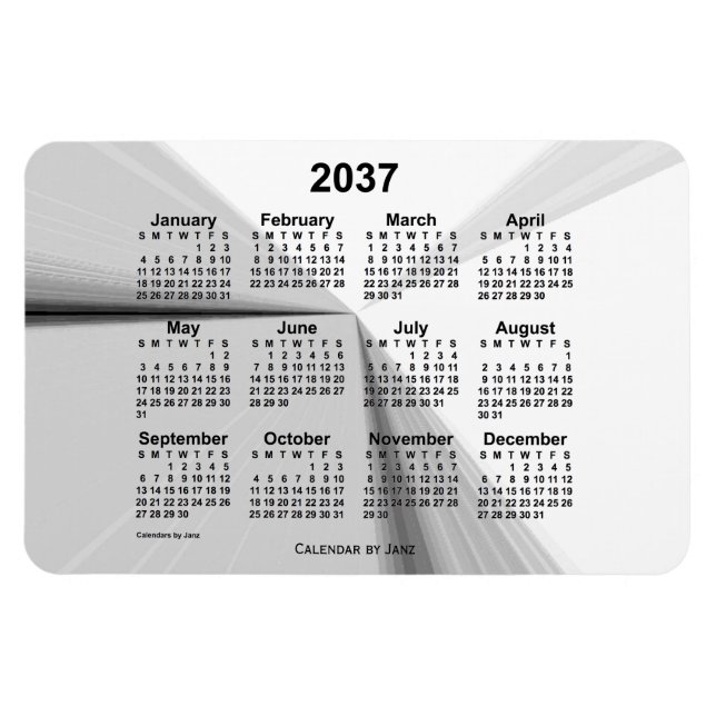 Imán Calendario de humos de desaparición de 2037, de Ja (Horizontal)