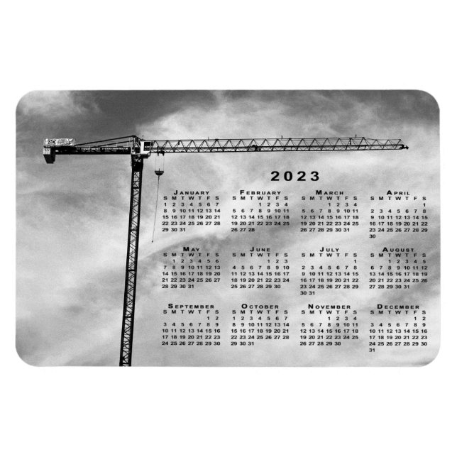 Imán Calendario de la grúa de construcción de moda Foto (Horizontal)