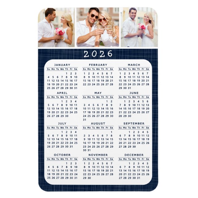 Imán Calendario de la Marina de fotos azul de 2021 (Vertical)