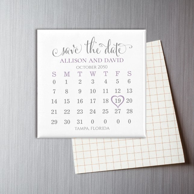 Imán Calendario de Lavender 5 filas Guardar el Boda de  (Subido por el creador)