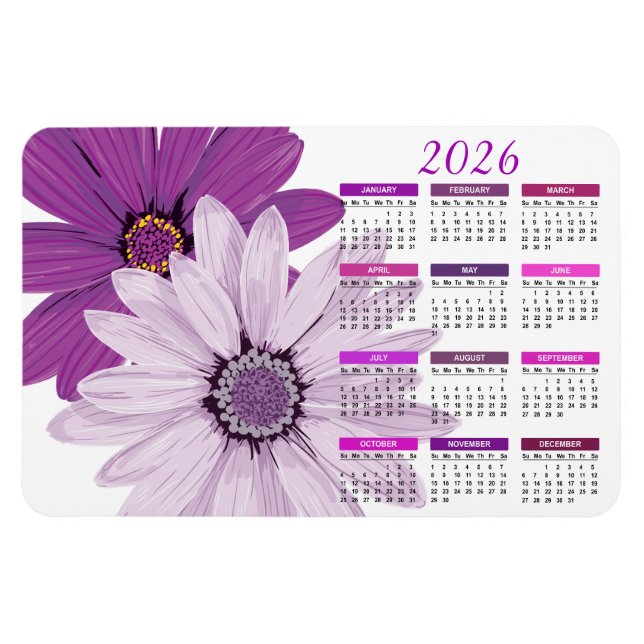 Imán Calendario de margaritas de Bonito de 2023 (Horizontal)