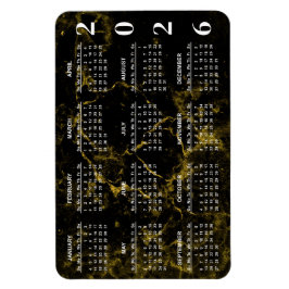 Imán Calendario de Mármol Negro y Oro 2026