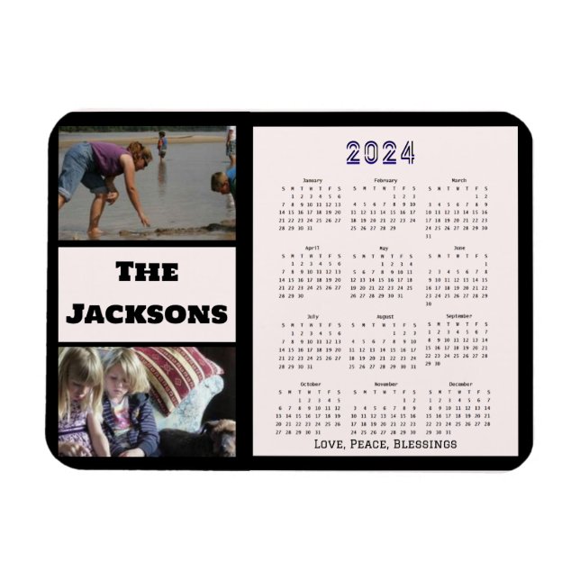 Imán Calendario de memoria de fotografía de la familia  (Horizontal)