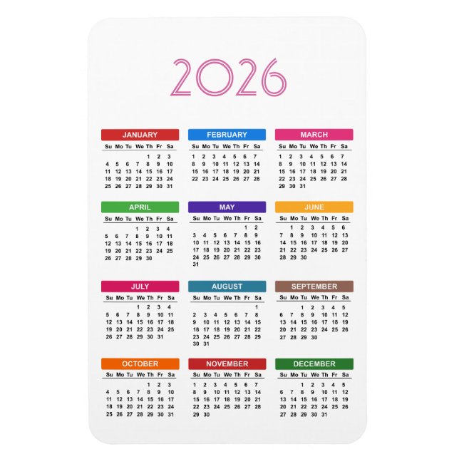 Imán Calendario de Meses Multicolor 2023 (Vertical)