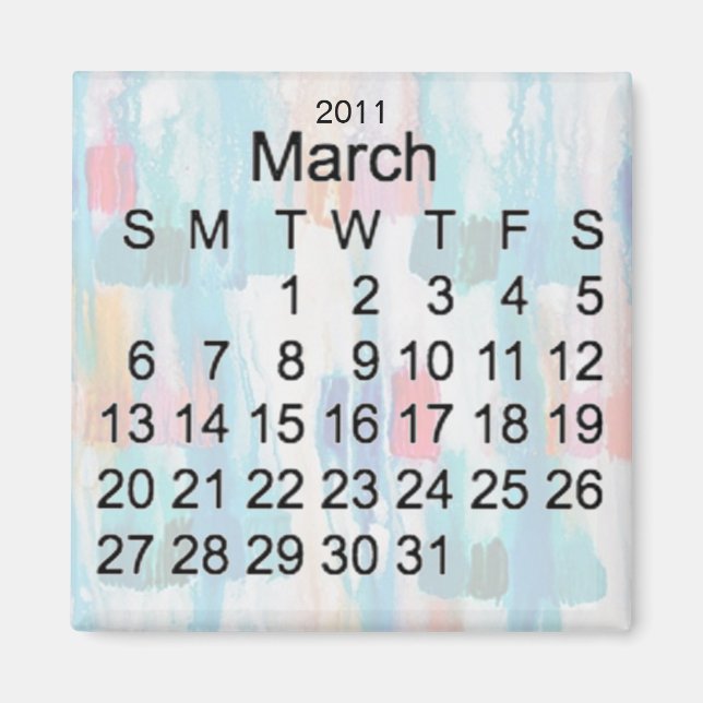 Imán Calendario de miniaturas de marzo de 2011 (Frente)