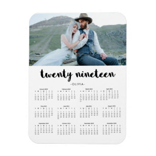 Imán Calendario de moda simple 2019 de la foto de la