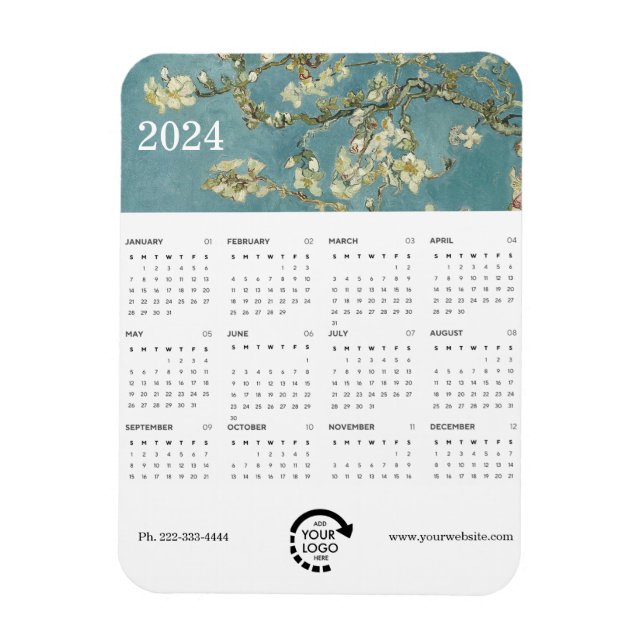 Imán Calendario de Monet Painting Business Logo 2024 (Vertical)