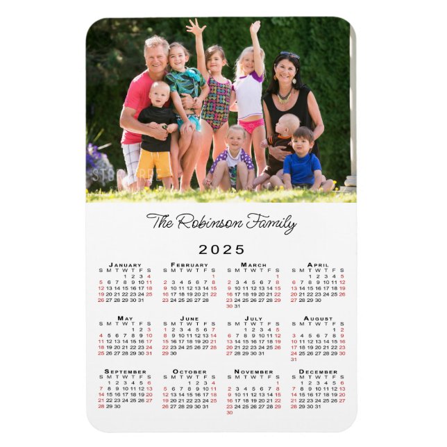 Imán Calendario de nombre de foto de personalizable 202 (Vertical)