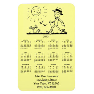 Imán Calendario de personalizable Retro Business Man 20