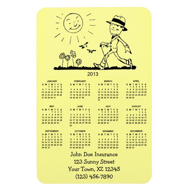 Imán Calendario de personalizable Retro Business Man 20 (Vertical)