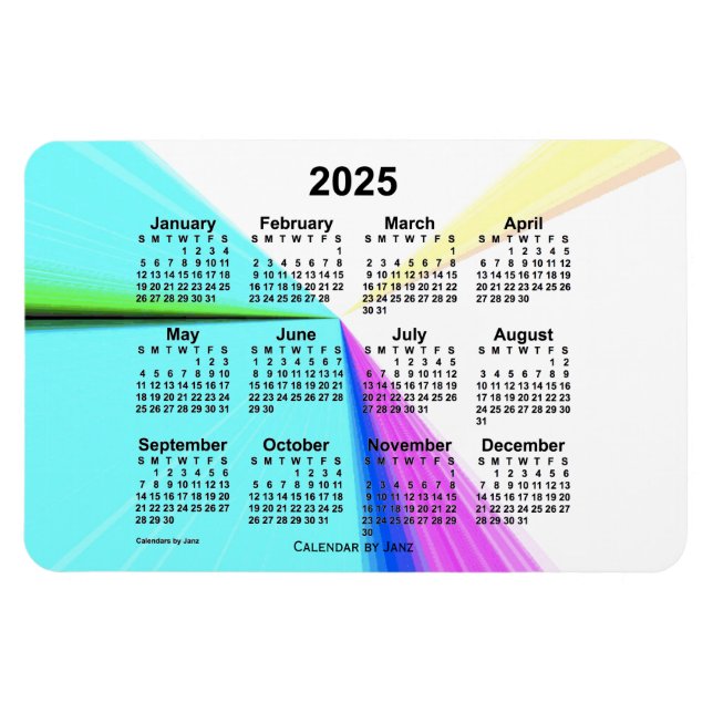 Imán Calendario de puntos de fuga de 2025, de Janz 4x6  (Horizontal)