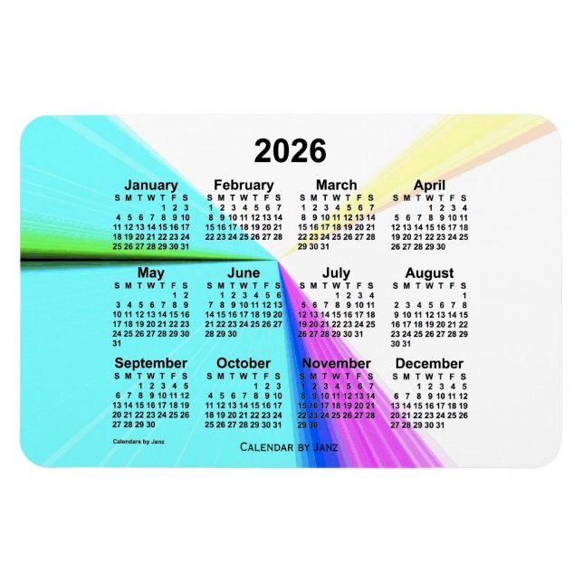 Imán Calendario de puntos de fuga de 2026, de Janz 4x6  (Horizontal)