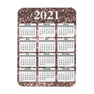 Imán Calendario de purpurina brillante voluminoso del a