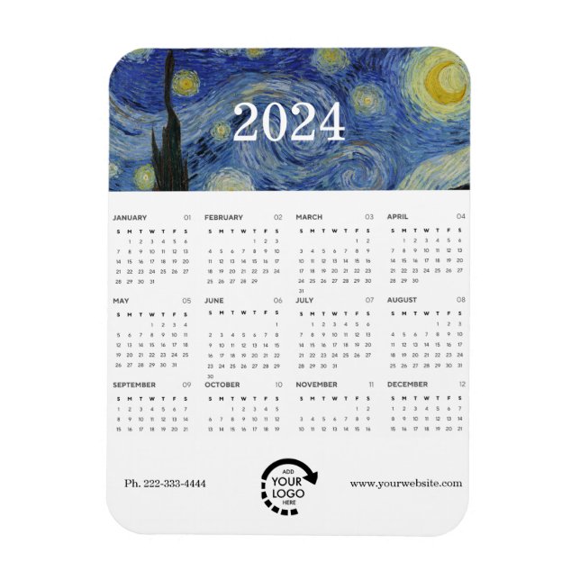 Imán Calendario de Starry Night Van Gogh Business Logo  (Vertical)